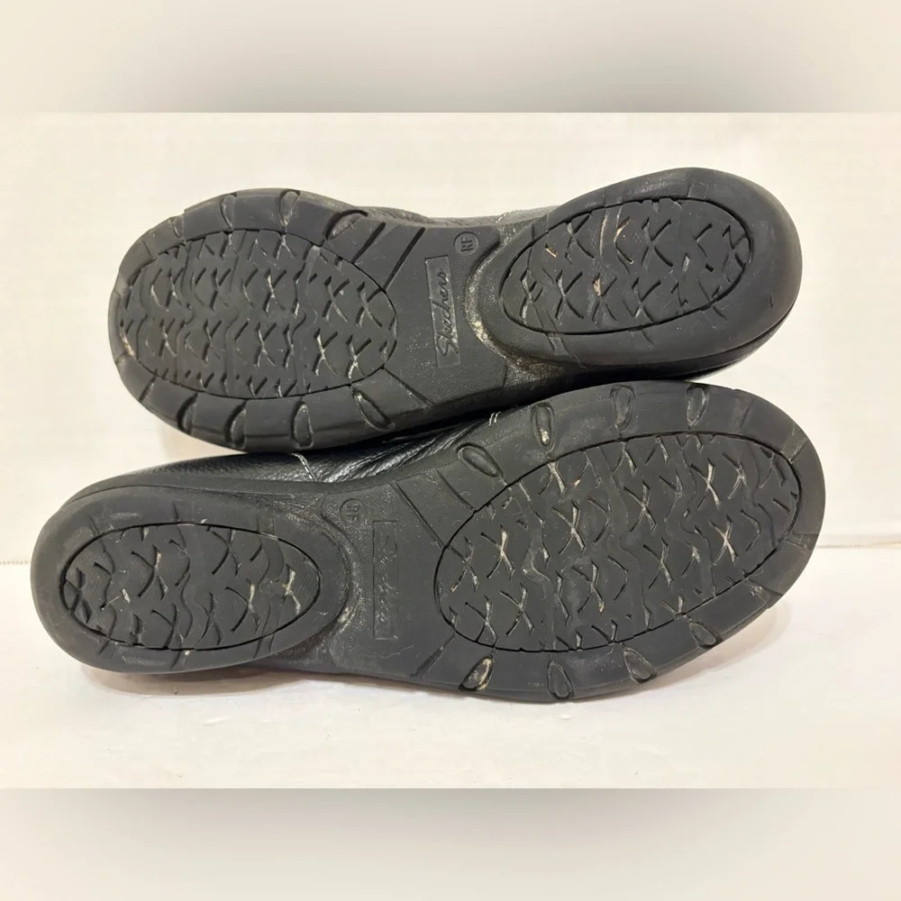 Skechers black leather relaxed fit memory foam slip-on loafers shoes size 8 - Picture 9 of 10